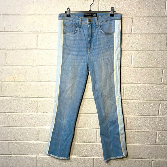 $278 Veronica Beard Carly 11" Kick Flare Side Stripe High Rise Denim Jeans 28 - Picture 3 of 15